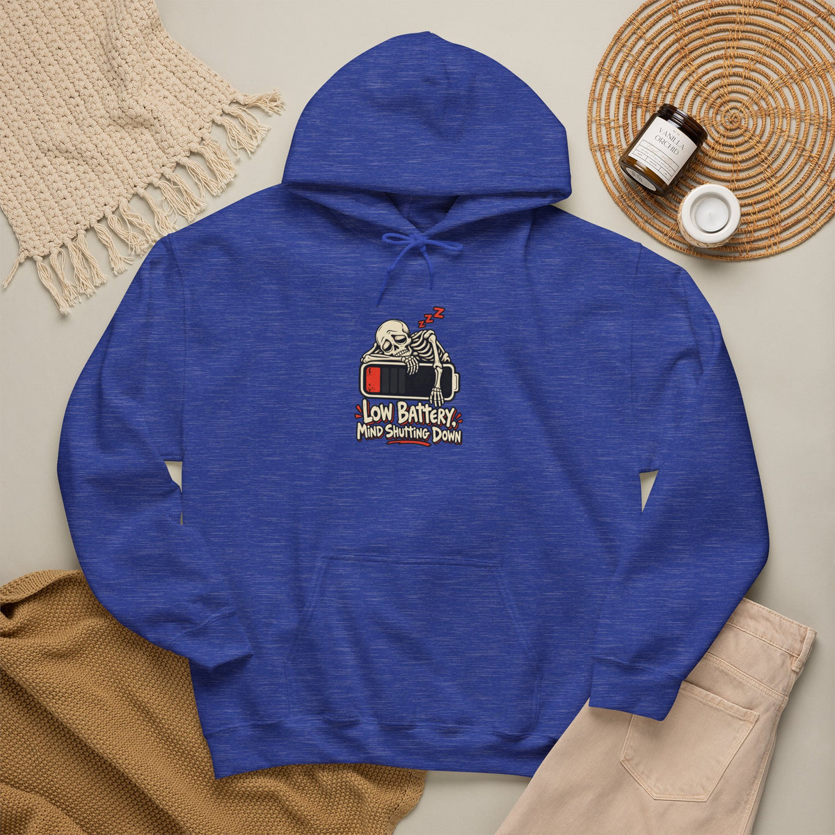 Low Battery, Mind Shutting Down Funny Self-Deprecating Hoodie