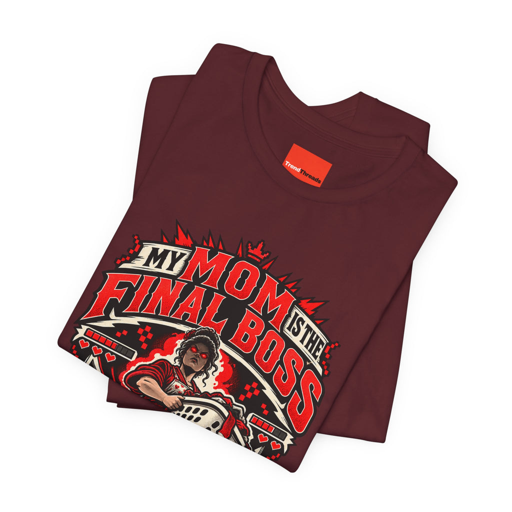 MY MOM IS THE FINAL BOSS Funny Retro Vintage T-Shirt