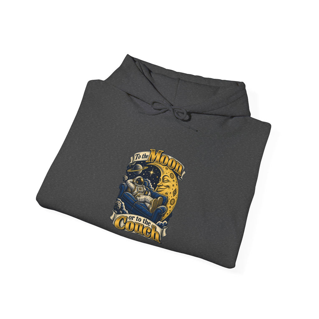To the Moon or to the Couch Funny Crypto Investor Hoodie